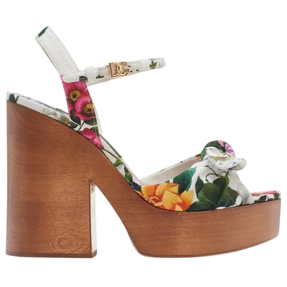 Dolce & Gabbana NIB Keira Jacquard Platform Sandal in Floral Print Size 38.5